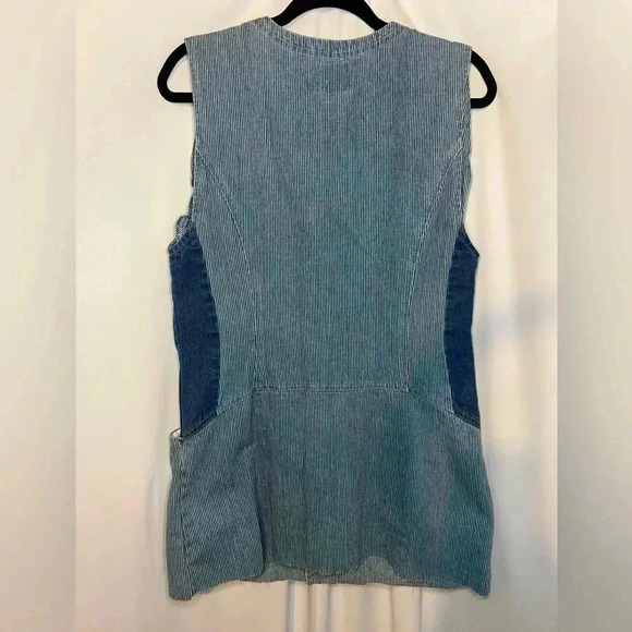 Vintage GLORIA VANDERBILT Zip Front Sleeveless Denim Dress Medium - Picture 2 of 4